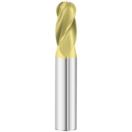 Fullerton Tool 4-Flute - 30 Degree Helix - 3200 GP End Mills, TIN, RH Spiral, Ball, Standard, 11/32 30510
